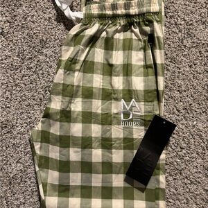 Made hoops pajama pants Green and cream collected Checkered Pants